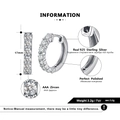 Elegant S925 sterling silver hoop earrings with sparkling AAA zircon inlay in silver finish - 17mm Zirconia Hoop SE82 / Silver