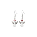 Christmas angel hook earrings with white enamel finish and sparkling crystal wings - Angel Silver
