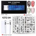 Komplettes Nailart Stempel Set mit 8 Stahlplatten, Stempel und Schaber, Modell YZTZ-04 - YZTZ-04 Set (8 Platten + Stempel + Schaber)