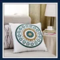 Ethnic floral embroidered throw pillow cover, 3D towel embroidery decorative cushion for sofa. - 45*45 (No Core) / Whirlwind Wheel