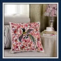 Ethnic bird floral embroidered throw pillow textured towel stitch sofa cushion cover decor - 45*45 (No Core) / Phoenix Red