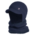 Dark blue winter knit balaclava with warm fleece lining and protective visor - Navy Blue