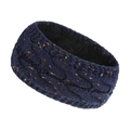 Macro view of navy knit headband with colorful flecks and thick warm fleece lining - Navy Marl