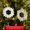 White glitter snowflake wreath Christmas tree ornaments pack of 2 measuring 11x11cm - Wreath Style