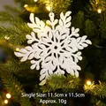 Three-pack white glitter snowflake Christmas tree resin pendants sized 11.5cm by 11.5cm - Snowflake Style