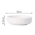 Minimalist white ceramic sauce dish, circular 9cm diameter and 2.5cm height dimensions - White