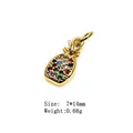 Pineapple lollipop charm with colorful zircons in gold plating, size 7x14mm and weight 0.68g - 8#-Pineapple