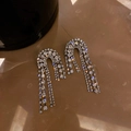 Pendientes de plata con borlas de diamantes de imitación y flecos de cristal brillante - Estilo de Borla con Pin de Plata / Plateado