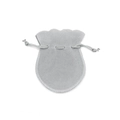 Gray velvet drawstring jewelry pouch with a shell-shaped base and smooth texture - Light Gray