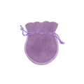 Purple velvet jewelry storage pouch with a drawstring closure on a white background - Taro Purple