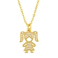 Gold girl pendant necklace with micro-paved cubic zirconia and elegant cable chain - Girls / Gold