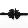 Infant black grosgrain ribbon bow headband with high elasticity for baby girls - Black