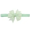 Light green grosgrain ribbon fishtail bow headband for babies with elastic hairband - Light Green