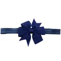 Dark blue baby headband featuring a ribbed grosgrain bow and elastic fabric band - Dark Blue