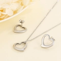 Set gioielli minimalista in acciaio inossidabile argento con collana e orecchini a cuore - Color Acciaio