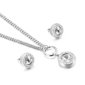 Silbernes Schmuckset mit Kristallanhänger und runden Ohrsteckern auf weißem Hintergrund - Silber Transparent (KS136113-Z)