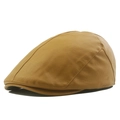 Classic men's ginger leather flat cap with vintage stitching and Gatsby style - Yellow