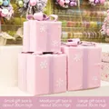Set de 3 cajas de regalo de Navidad rosas con copos de nieve, tamaños 20, 25 y 30cm - Juego de Cajas de Regalo / Rosa Princesa