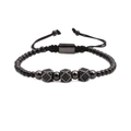 Detalle de pulsera para hombre con tres cubos decorados con circonitas negras micro-pave - Cuenta de Triple Corte Negro de Pistola / Color gunmetal