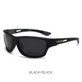 Polarisierte Sport-Sonnenbrille mit mattem schwarzem Rahmen und dunkelgrauen Gläsern zum Radeln - Schwarzer Rahmen Schwarz Graue Gläser