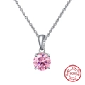 925 sterling silver necklace with a round pink zircon pendant for women - Pink