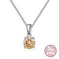 925 sterling silver necklace featuring a round champagne zircon pendant in a claw setting - Champagne