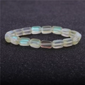 Detailed view of aurora moonstone beads with iridescent finish on a beaded bracelet - Aurora Rounded Rectangle Style (9)