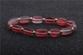 Vista detallada de cuentas cilíndricas rojas esmeriladas y espaciadores dorados de pulsera - Cuentas Esmeriladas Cilíndricas Rojas Con Espaciadores Dorados / Rojo Esmerilado (1#)