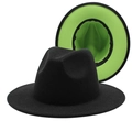 Fedora hat with classic black exterior and bright neon green two-tone brim design - Black + Fruit Green