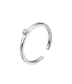 Bague ouverte minimaliste plaquée argent avec une pierre ronde en zircone cubique - Ouvert Réglable / Argenté