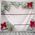 Christmas tapestry with white wood pattern and red bow gift boxes for dorm decor - Christmas White Wood Gift Box