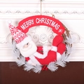 Ghirlanda di Natale con bambola di Babbo Natale, bacche rosse e striscione Merry Christmas - Babbo Natale