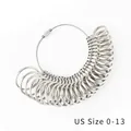 Professional metal ring sizer measuring tool set for US sizes 0-13 in silver finish - US Size 0-13