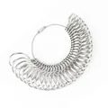Silver metal ring sizer gauge set for measuring finger sizes 0-15 on a cable loop - US Size 0-15