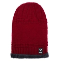 Berretto invernale in maglia rosso scuro con fodera in ecopelliccia e patch V SPORTS - Taglia unica / Rosso
