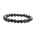 Facettiertes Hämatit-Perlenarmband mit mikro-gepflasterten Zirkonia-Kugeln für Herren - Schwarz