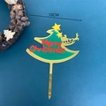 Topper per torta albero di Natale in acrilico verde con testo Merry Christmas e 10cm - Albero di Natale Tipo C / 10cm