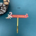 Christmas cake topper featuring a red candy cane and gift bag design, 12cm width - Candy Cane