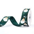 Dark green Christmas ribbon with Santa Claus pattern and gold glitter on a white spool - Santa Claus / 2cm*10 Yards/Roll