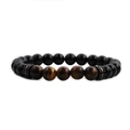 Handmade tiger eye and black stone beaded bracelet with sparkling crystal spacers - Gun Black D