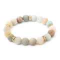 Natural amazonite and agate beaded bracelet with matte stones and gold crystal spacers - Amazonite
