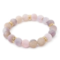 Beaded natural stone bracelet featuring matte crackle beads in purple, pink, and gold - Dragon Vein Agate