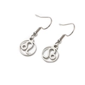 Polished stainless steel hoop earrings featuring an openwork Leo zodiac sign charm - Leo