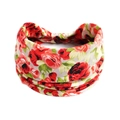 Elastisches Boho-Stirnband mit lebhaftem rotem Rosenmuster auf weißem Strickstoff - Roter Rosen-Druck(#24)