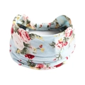 Hellblaues Baumwollstirnband mit Blumenmuster und elastischem Band für Damen - Hellblau Rose Blumenmuster(#30)