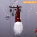 Gnomo di Natale rosso luminoso con luce LED calda e stelle dorate scintillanti - WZ20002 Testa di Vecchio Uomo Rosso