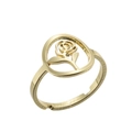 Bague ajustable en acier inoxydable doré avec un élégant motif de rose ajouré - Rose / Or