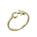 Anello aperto minimalista in acciaio inossidabile con luna e stella e finitura oro - Aperto Regolabile / Oro