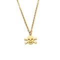 Pendentif tête de mort doré poli sur chaîne en acier titane sur fond blanc éclatant - Style 2 / Doré