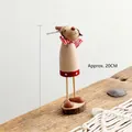 Handcrafted 20cm wooden Christmas reindeer figurine with red hat and natural base - 20cm / Reindeer Head
